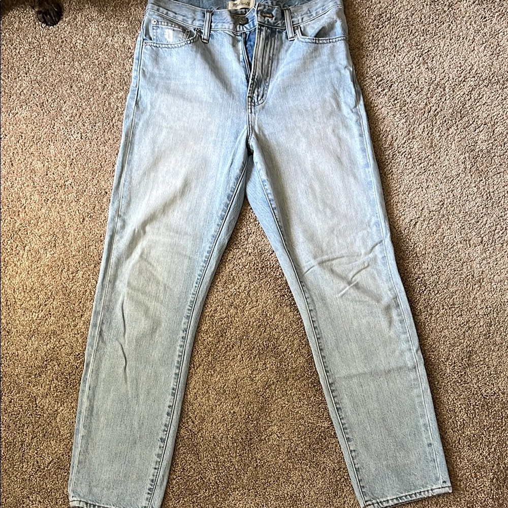 Madewell Blue Straight Leg Jeans High-Waisted Rigid Denim